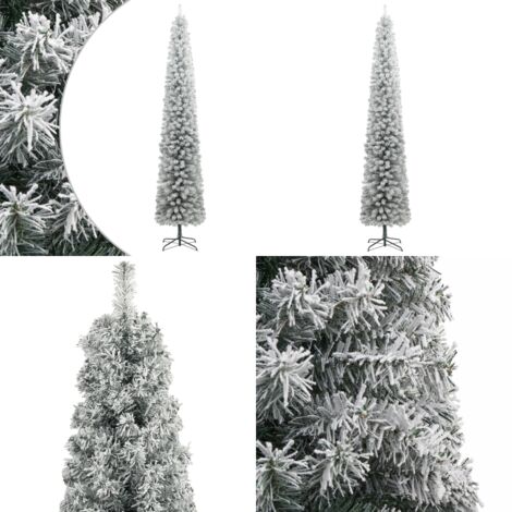 Árbol Navidad estrecho con soporte y nieve artificial PVC 270cm - Árbol de Navidad estrecho - Árbol de Navidad con nieve artificial