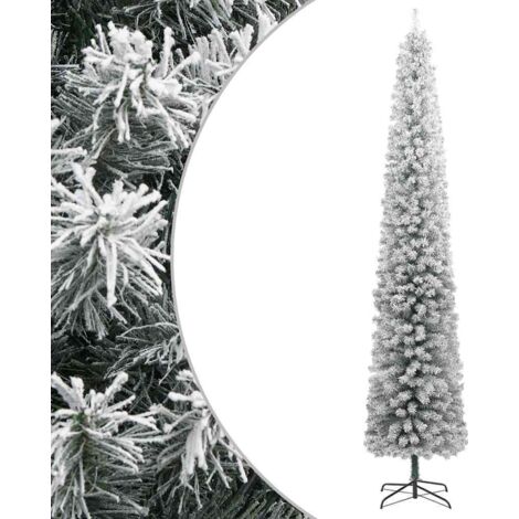 Árbol Navidad estrecho con soporte y nieve artificial PVC 300cm
