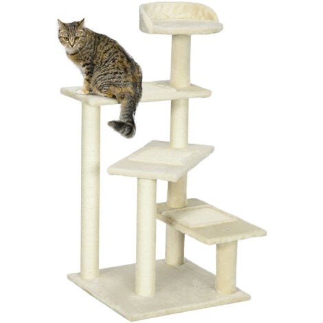 Árbol para Gato Rascador Grande 50x50x100 cm con Poste para Arañar Cama Plataformas con Manta de Sisal Terciopelo