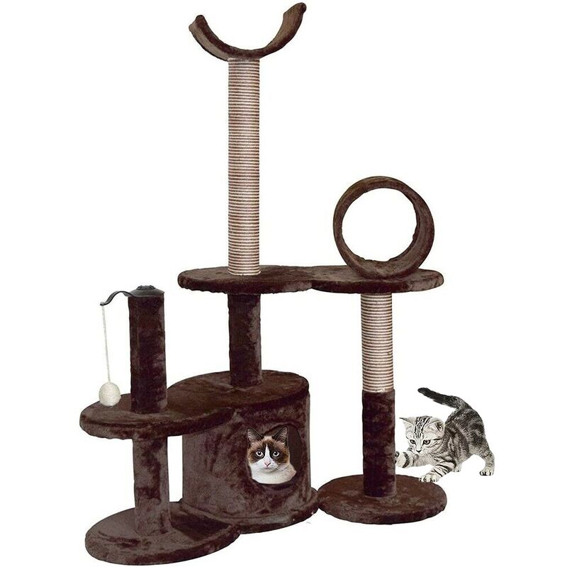 

Árbol para gatos 112 CM Árbol para gatos marrón Árbol de juego Muebles para gatos Tablero de rascado Columna de sisal Poste de rascado