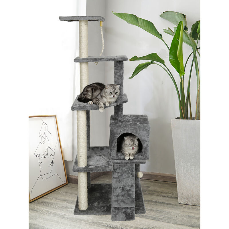 

Árbol para gatos 160 cm - Columnas de sisal - Gran capacidad, nichos, rascador