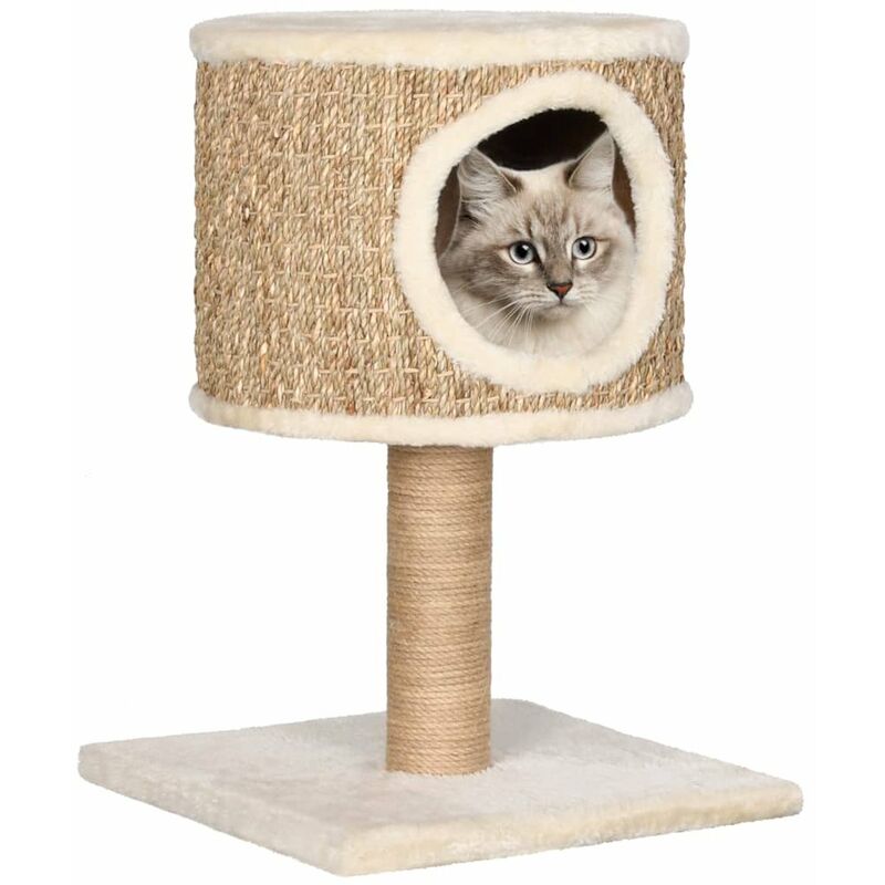 

arbol para gatos con casa y poste rascador 52 cm hierba marina