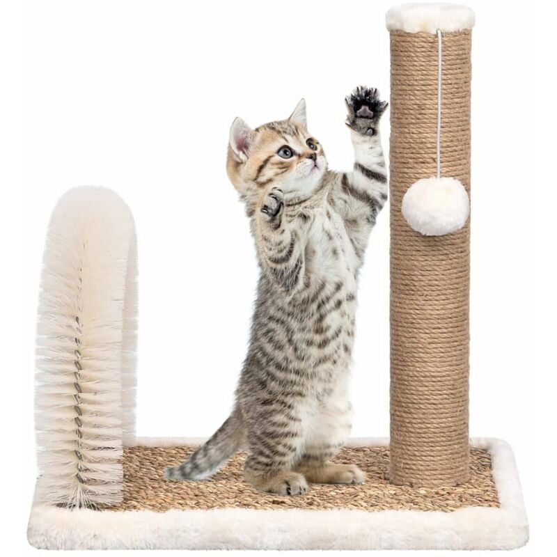 

arbol para gatos con cepillo de aseo y poste rascador
