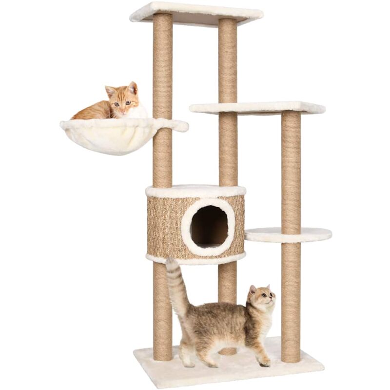 

vidaXL Árbol para gatos con poste rascador 126 cm hierba marina - Beige