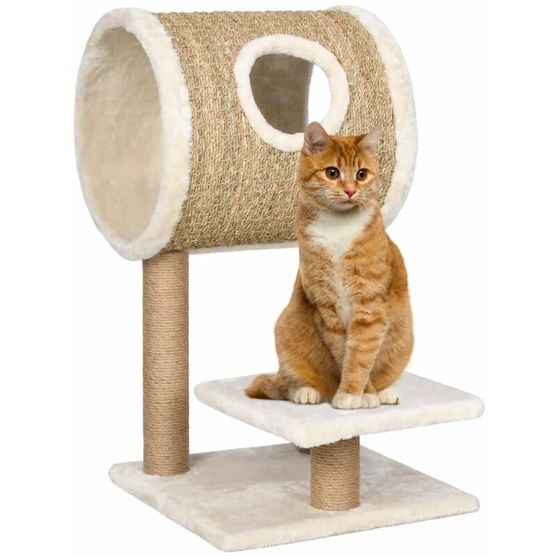 

arbol para gatos con tunel y poste rascador hierba marina 69 cm