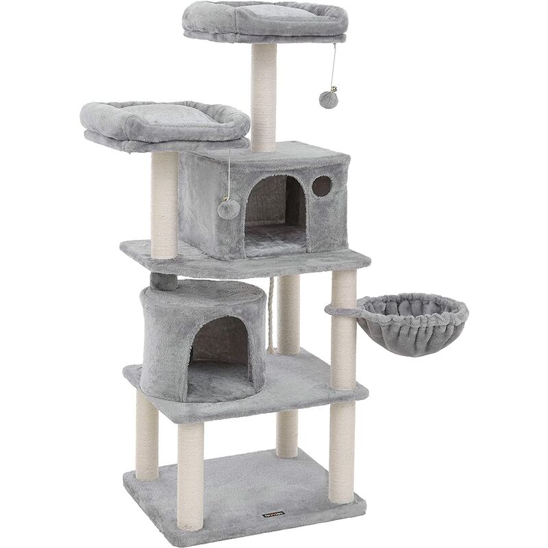 

Songmics - FEANDREA Árbol para Gatos, Rascador para Gatos con Postes Recubiertos de Sisal, Varias Plataformas, Centro de Actividades para Gatos Gris