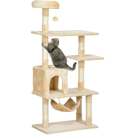 PawHut Árbol Rascador Gato con Múltiples Niveles Cueva Arboles Rascadores Dormir Jugar