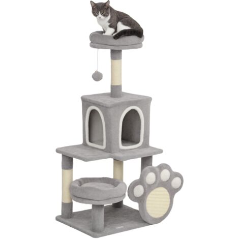 Árbol rascador para gatos 110 cm árbol para gatos torre para gatos con nidos cueva plataforma almohadilla de rascado bola colgante gris claro
