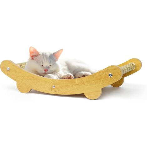 Árbol rascador para gatos 2 en 1 de lino con estructura de madera, duradero y reutilizable, 50 x 32 cm, poste rascador para gatos, resistente al desgaste.