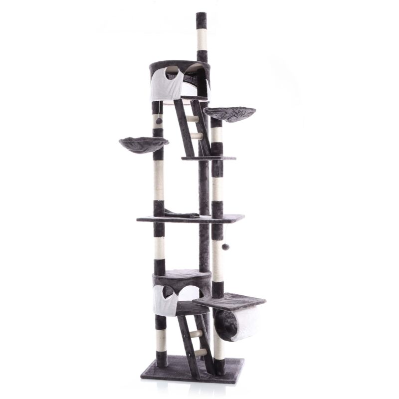 

Árbol rascador para gatos 240-260cm XXL Gris/blanco Altura hasta techo Mascotas Animales de compañía