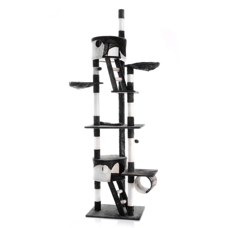 

Árbol rascador para gatos 240-260cm XXL Negro/blanco Altura hasta techo Mascotas Animales compañía