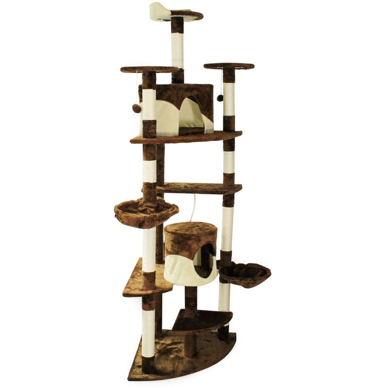 Árbol rascador para gatos de esquina 200cm Beis/marrón Accesorios