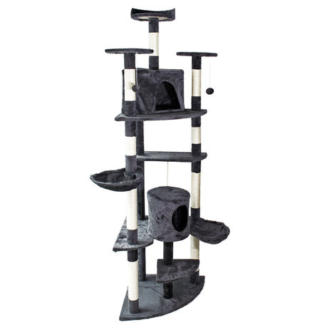 Árbol rascador para gatos de esquina 200cm Gris oscuro Accesorios mascotas Animales de compañía