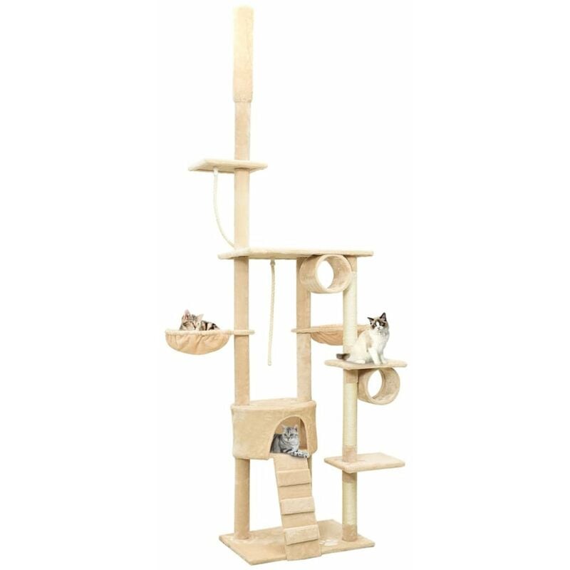 

Happyshopping - arbol rascador para gatos de piso a techo beige 220-240 cm