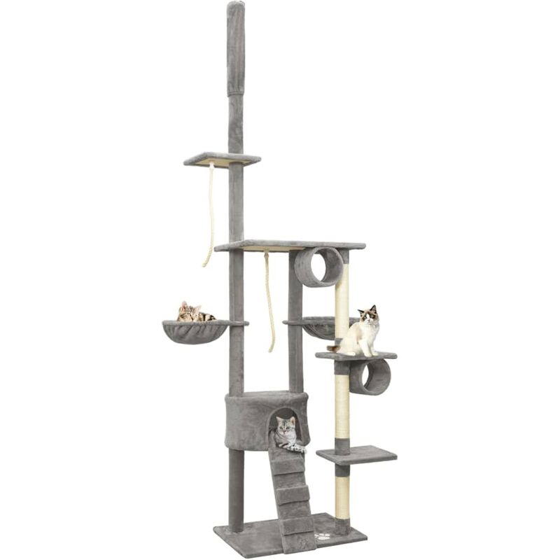 

Árbol rascador para gatos de suelo a techo gris 220-240 cm