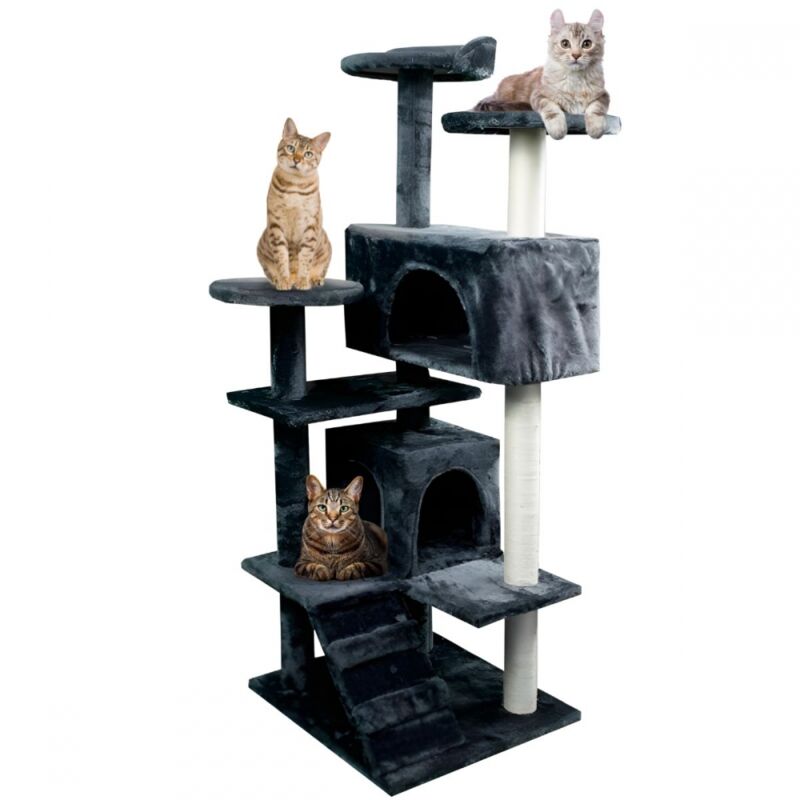 

Árbol rascador para gatos | Grande | Rascagatos | 3 alturas | 50x50x132 cm | Gris | Tico| Soporta 10 kg | Mobiclinic