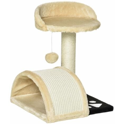 Árbol Rascador para Gatos Pequeño Altura 40 cm de 2 Niveles con Poste Tablero para Rascar Plataformas y Juguete de Bola Colgante 35,5x37x46 cm