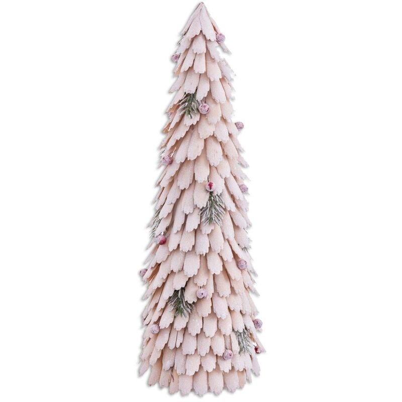 

Arbolito de Navidad cónico con acebo blanco de madera de Ø 15x48 cm