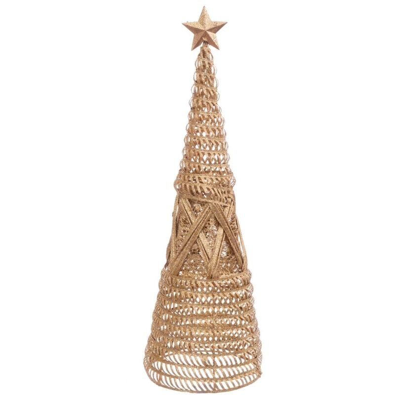 

Arbolito de Navidad cónico de rejilla dorado de metal de Ø 14x40 cm