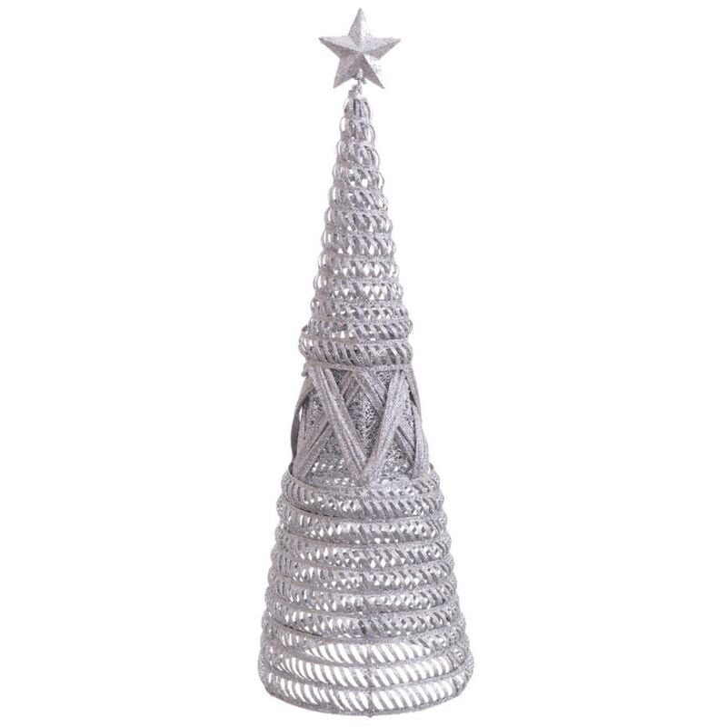 

Arbolito de Navidad cónico de rejilla plata de metal de Ø 14x40 cm