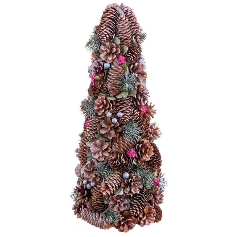

Arbolito de Navidad decorado con piñas marrón de plástico PVC y PE de Ø 19x48 cm