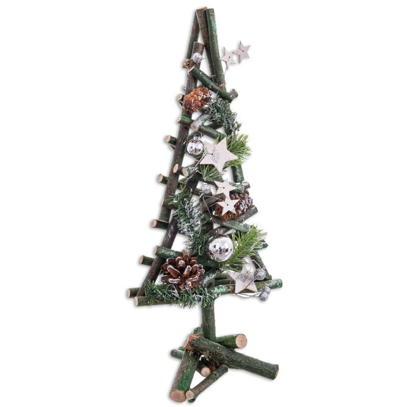 

Arbolito de Navidad troncos con estrellas verde de madera de 17x40 cm