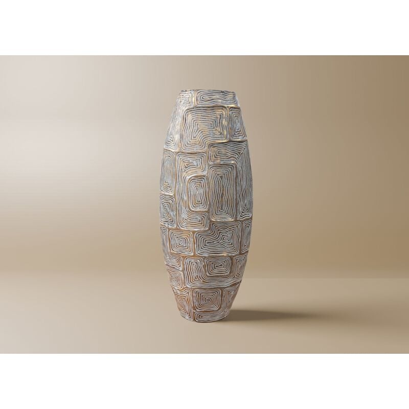 Arbora - Vase totem en résine blanc et doré H60 cm arbora