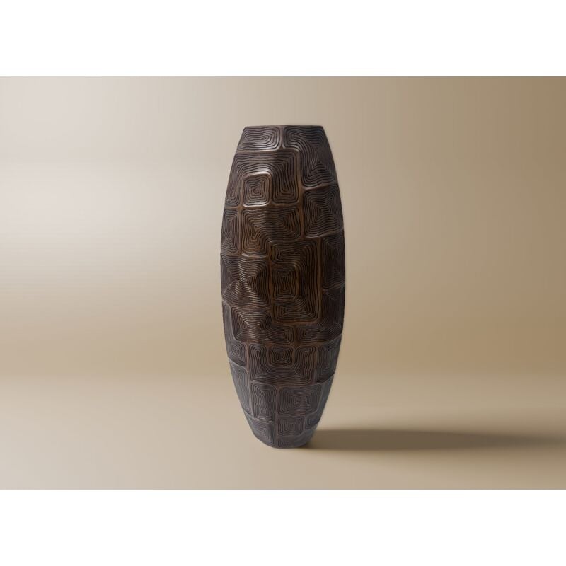 ARBORA - Vase totem en résine noir et marron H70 cm ARBORA