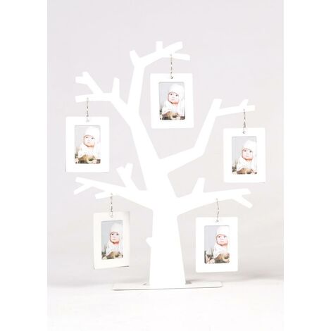 Arbre 5 cadres photos  Blanc