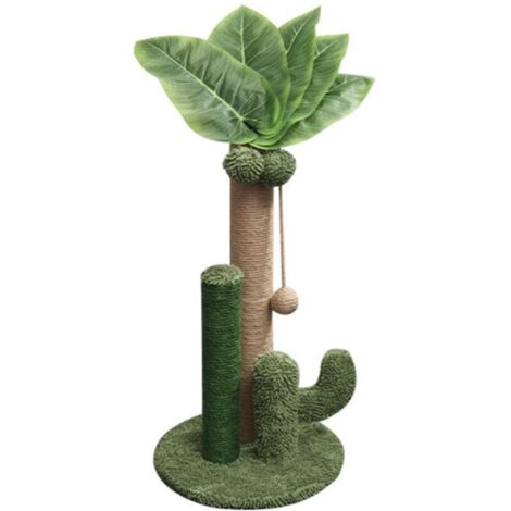 Arbre à Chat, 50cm Griffoir pour Chat avec Boules, Sisal Naturel Arbre à Grimper Multi-Niveaux et Base de Couverture en Moq