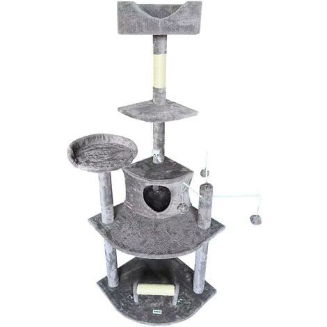 ESTEXO Arbre à chat arbre à chat 163 cm arbre de jeu arbre d'escalade pour chats gris