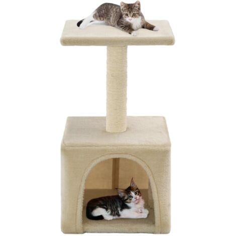 Arbre à chat, Arbre de grattage Jeu Chats, Maison pour Chat avec griffoirs en sisal 55 cm Beige LKOWF18360