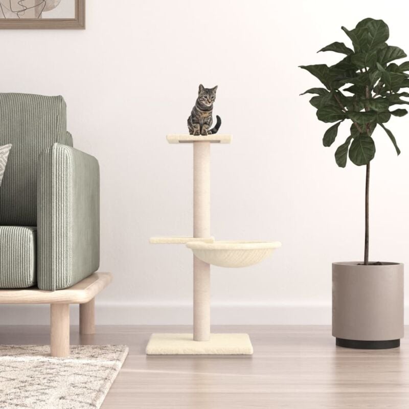 Arbre à chat, Arbre de grattage Jeu Chats, Maison pour Chat avec griffoirs en sisal crème 72 cm LKOWF40662
