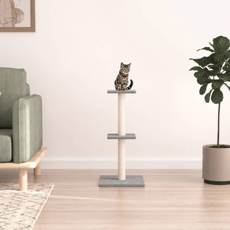 Arbre à chat, Arbre de grattage Jeu Chats, Maison pour Chat avec griffoirs en sisal gris clair 73 cm LKOWF99232