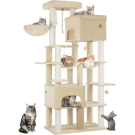 Arbre à Chat, avec 10 Griffoirs, 2 Plateformes Géantes, 2 Niches