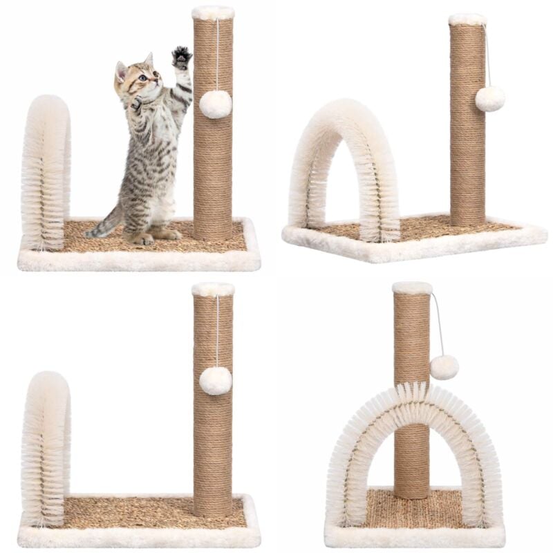 Arbre à chat avec brosse de toilettage en arche et grattoir - Arbre à Chat - Chat - Griffoir - Jouet Pour Chat - Accessoire Pour Chat - Home & Living