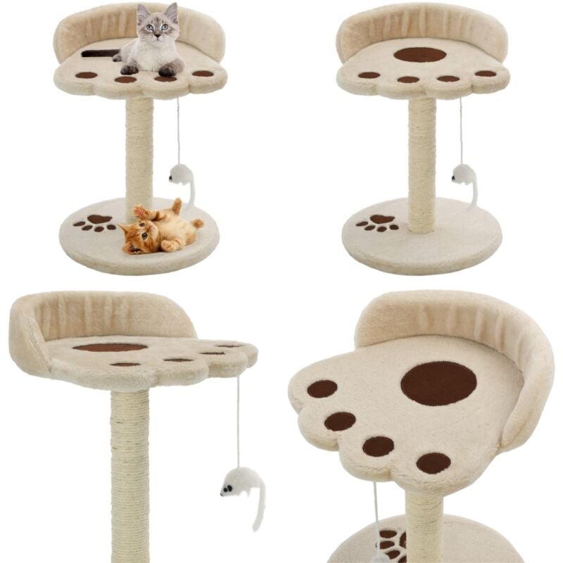 Arbre à chat avec griffoir en sisal 40 cm Beige et Marron - Arbre à Chat - Griffoir Chat - Meuble Chat - Jouets Chat - Relaxation Chat - Home & Living