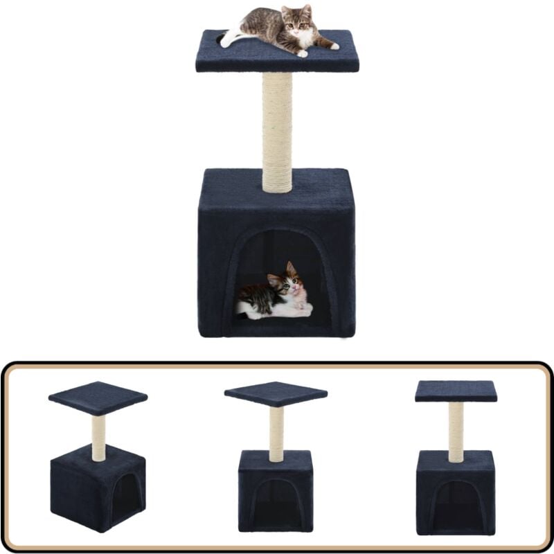 Arbre à chat avec griffoir en sisal 55 cm Bleu foncé - Arbre à Chat - Griffoir Chat - Jouet Chat - Meuble Chat - Arbre à Griffer