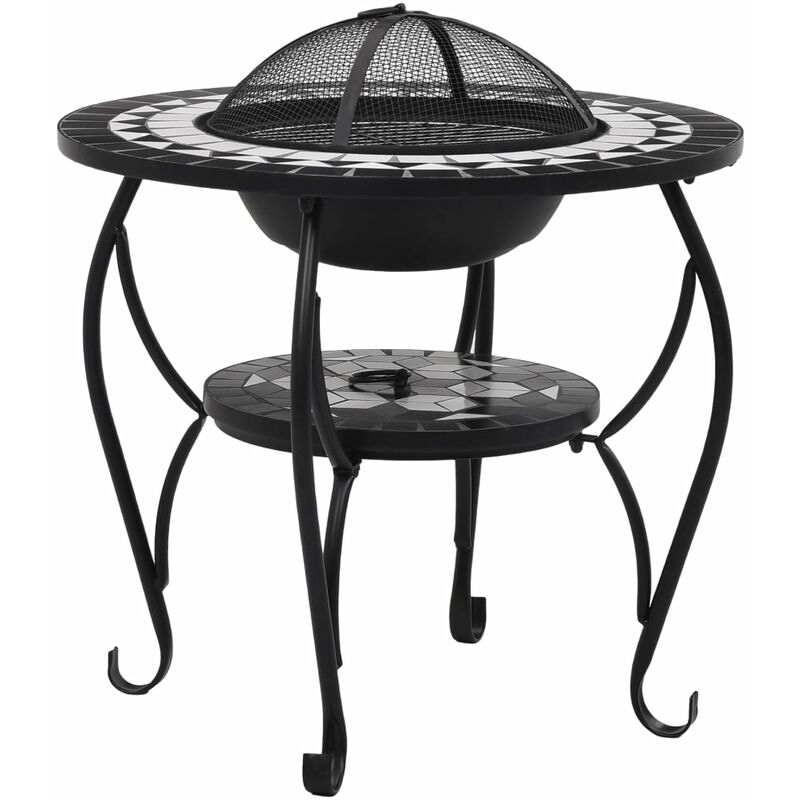 Nova - inlife Table de foyer mosaïque Noir et blanc 68 cm Céramique