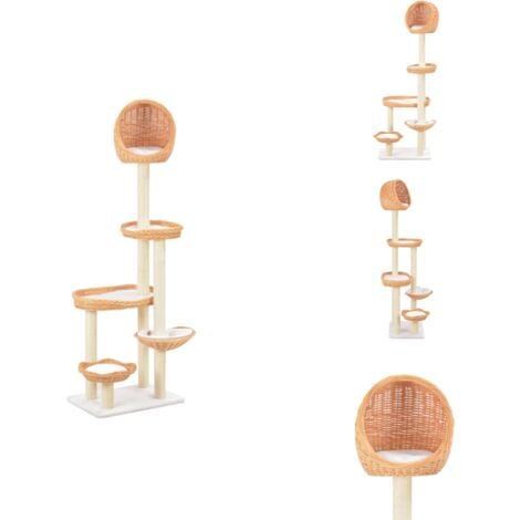 Arbre à chat avec griffoir en sisal Naturel Bois de saule - Arbre À Chat - Arbre À Chat Pour Chat - Meuble Pour Chat - Griffoir Chat - Jouet Chat