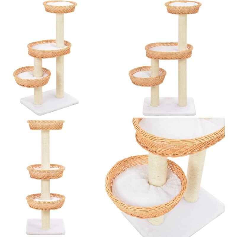 Vidaxl - Arbre à chat avec griffoir en sisal Naturel Bois de saule - Arbre à Chat - Arbre à Chat Pour Chat - Griffoir Chat - Jouet Chat - Maison Pour