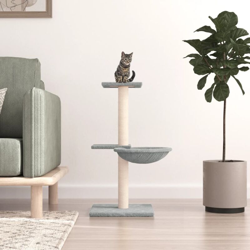 Arbre à chat avec griffoir, Maison à chat, Cadre d'escalade de Chats en sisal gris clair 72 cm design in