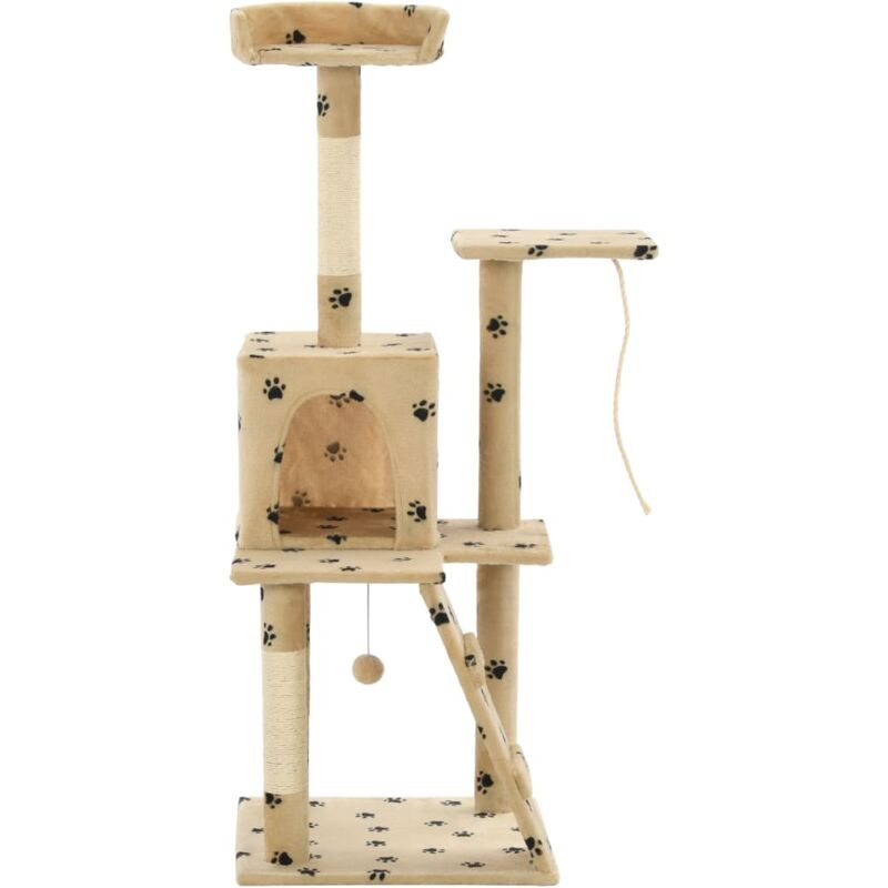Arbre à chat avec griffoirs en sisal 120 cm Beige Motif pattes vidaXL