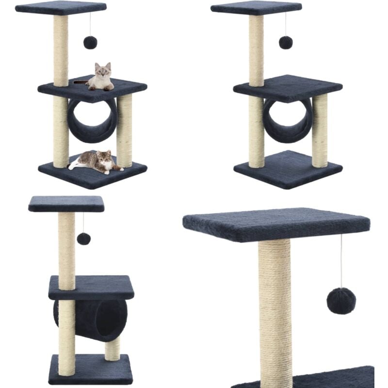 Arbre à chat avec griffoirs en sisal 65 cm Bleu foncé - Arbre à Chat - Griffoir Chat - Jouets Pour Chat - Meuble Chat - Siesta Chat - Home & Living