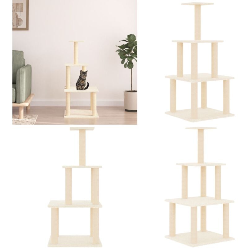 Vidaxl - Arbre à chat avec griffoirs en sisal crème 111 cm - Arbre à Chat - Meuble Pour Chat - Tour à Chat - Griffoir Chat - Jouet Chat - Home &