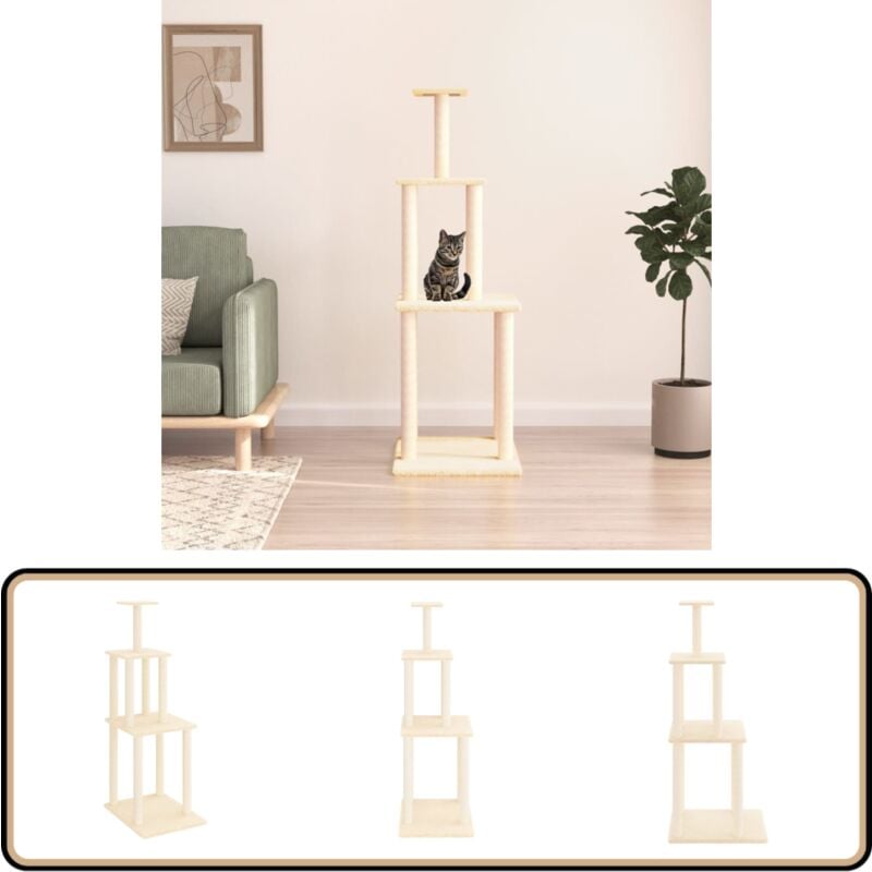 Vidaxl - Arbre à chat avec griffoirs en sisal crème 149 cm - Arbre à Chat - Meuble Pour Chat - Tour à Chat - Griffoir - Chat