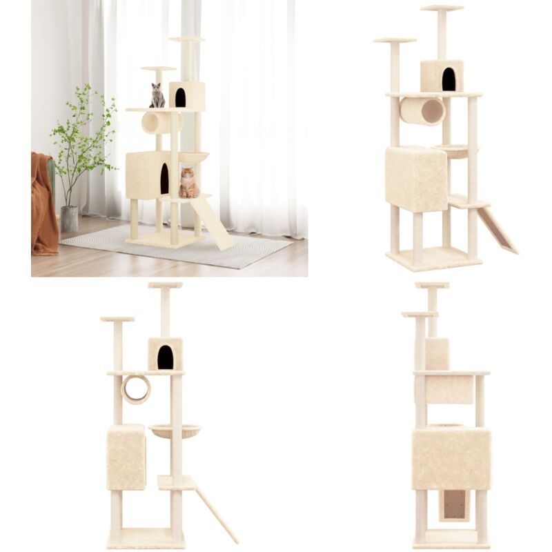 Vidaxl - Arbre à chat avec griffoirs en sisal Crème 168 cm - Arbre à Chat - Meuble Pour Chat - Jouet Pour Chat - Griffoir - Chaton - Home & Living