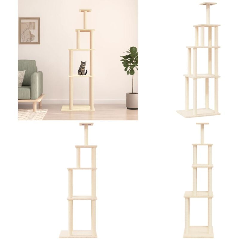 Vidaxl - Arbre à chat avec griffoirs en sisal crème 183 cm - Arbre à Chat - Tour à Chat - Meuble Pour Chat - Griffoir Chat - Peluche Chat - Home &