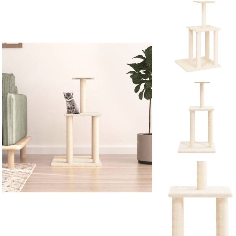 Arbre à chat avec griffoirs en sisal crème 85,5 cm - Arbre à Chat - Meuble Pour Chat - Tour à Chat - Griffoir Chat - Jouet Chat