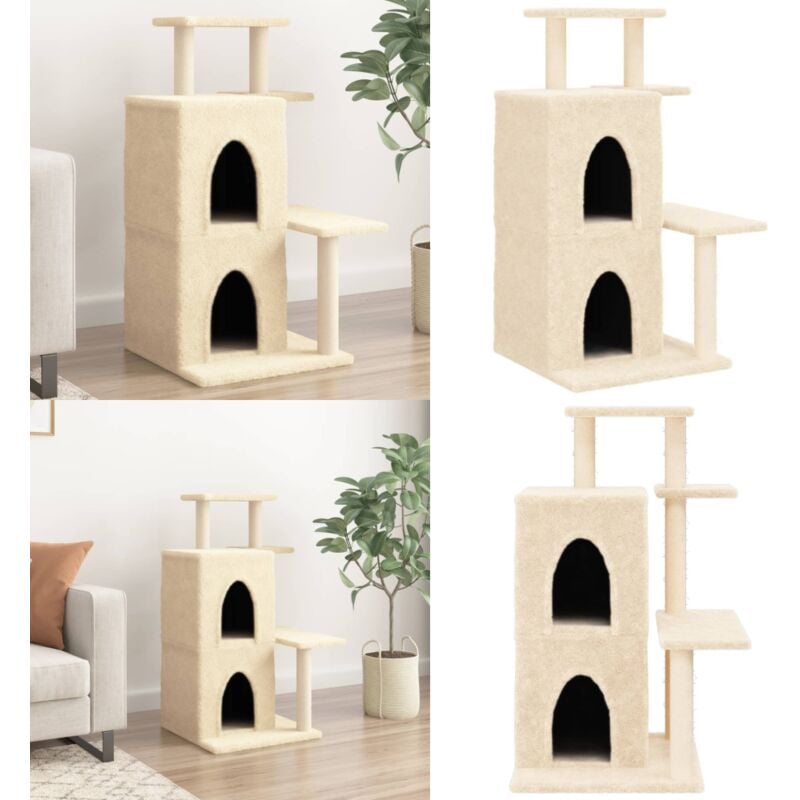 Arbre à chat avec griffoirs en sisal crème 97 cm - Arbre à Chat - Meuble Chat - Tour Chat - Griffoir Chat - Jouet Chat - Home & Living